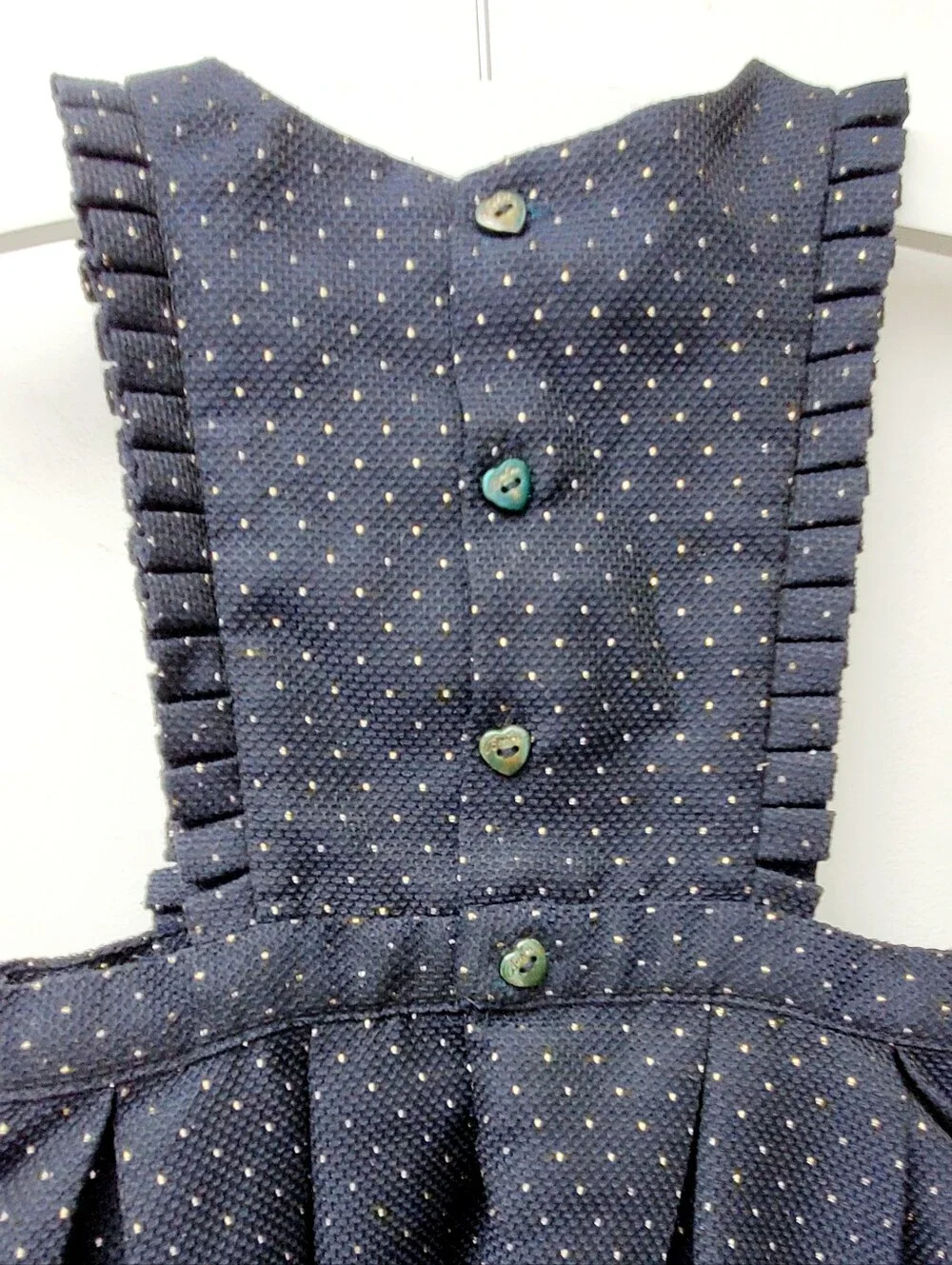 Ted Baker Scuba Navy Gold Mini Polka Dot Pinafore Dress with Bow Size 12 -18 Mos